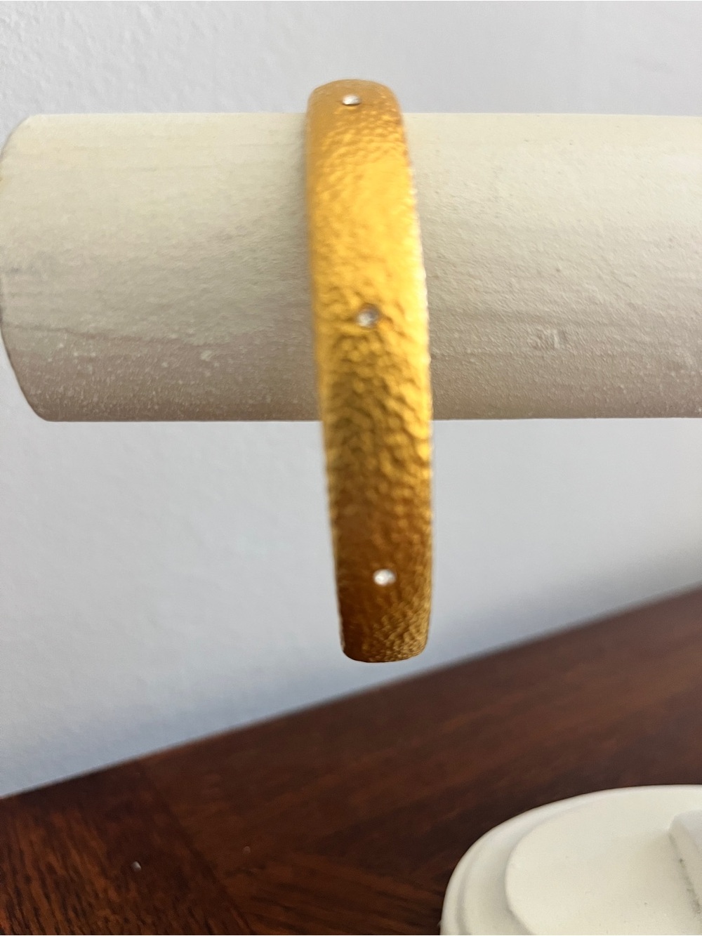 Barbara Boz Hammered Gold Bangle Bracelet with Accent Stones